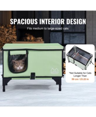 Heated Elevated Cat House with Adjustable Temperature and Timer