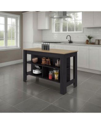 Aiken Broom Cabinet with Storage Shelves and Broom Hangers, WENGUE