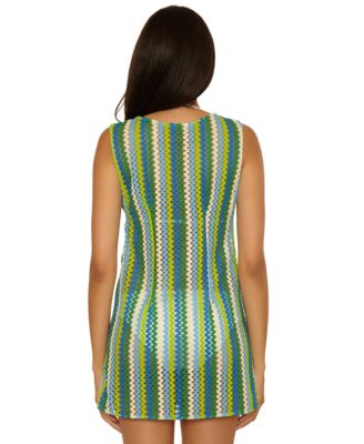 Women's Island Waves Crochet V-Neck Cover-Up Dress