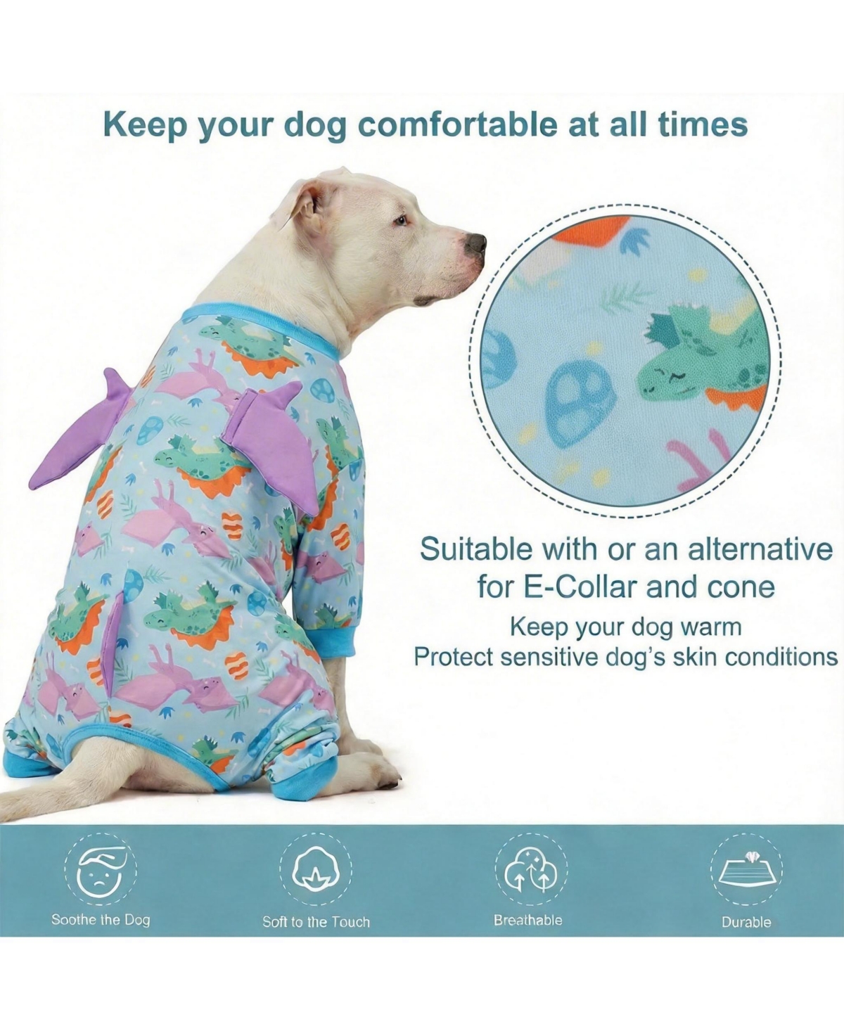 Aronkl Cotton Polyester Calming Dog Onesie for All Seasons - Stress Relief, Comfort