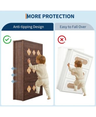 Shoe Cabinet with 3 Carved Flip Drawers, Crystal Handles, Shoe Storage Cabinet with Adjustable Shelf, Wooden Organizer