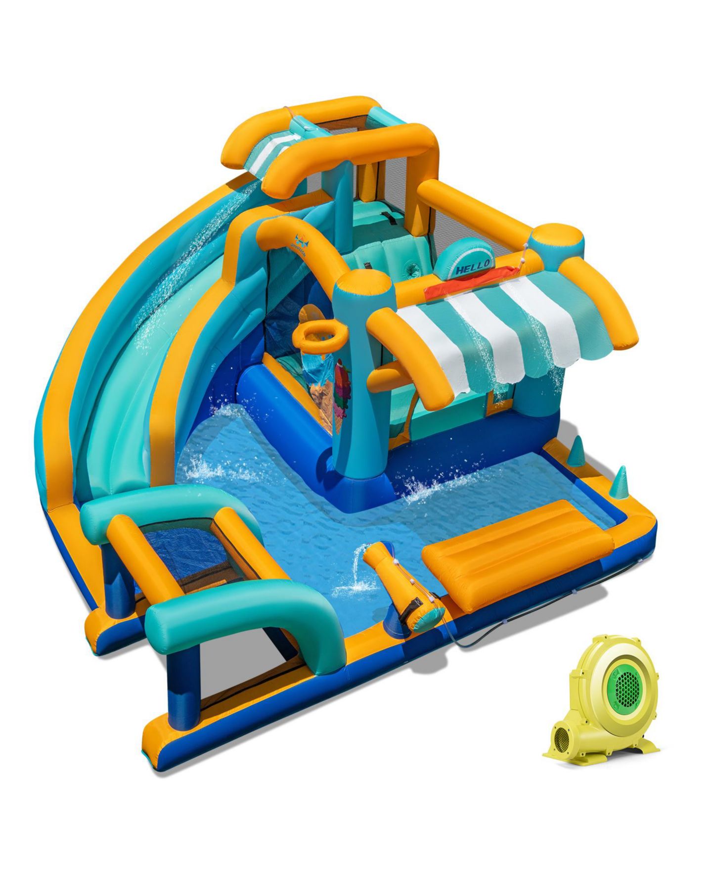Детская игрушка Mecale Inflatable Water Slide Bounce House, Ice-Cream Themed, Supports 5 Children, Ages 3-12, цвет: Синий — фото 2