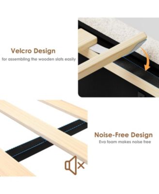 Platform Bed Lighted Upholstered 4 Storage Drawers Headboard Wooden Slats Noise-Free Easy Assembly No Box