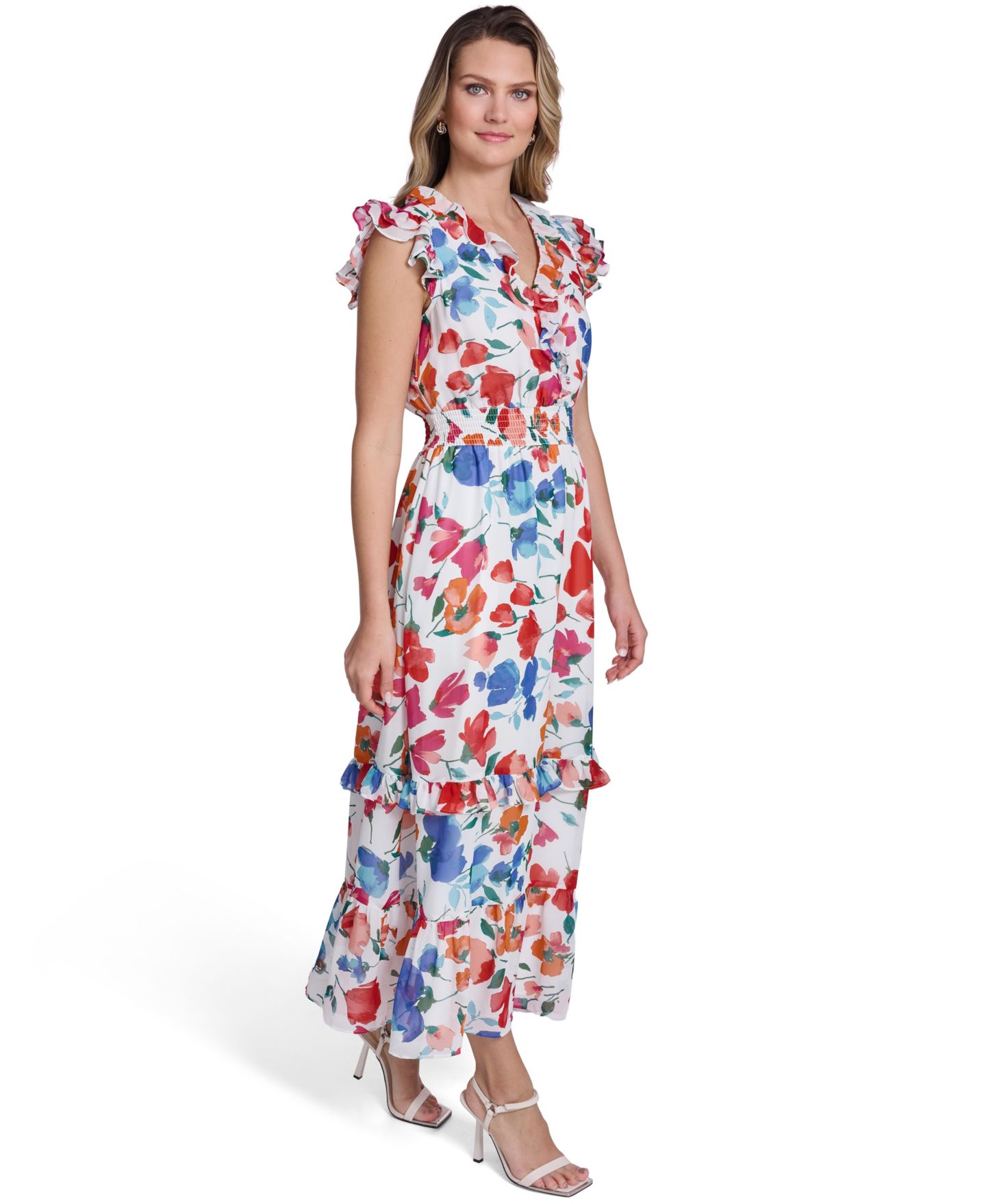 Женское платье Jessica Howard Smocked Waist Printed, цвет: Слоновая кость туманный — фото 3