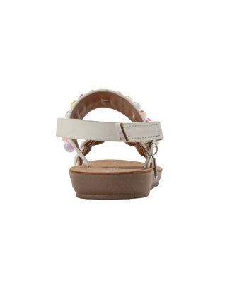 Toddler Girl's  Fashion Sandals – Woven Vamp Style with Beads and Logo Charm