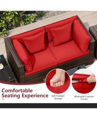 Set of 7 Patio Furniture Set 40000 BTU Gas Fire Pit Table Propane Tank Cover Table