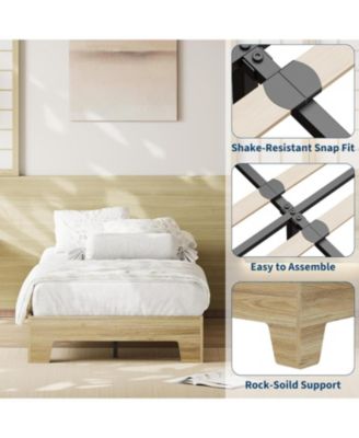 Platform Bed Frame Underbed Storage Clearance Wood Metal Slat No Headboard No Box Spring Easy Assembly