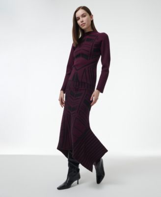 Women's Geometric Jacquard Fitted Knit Top