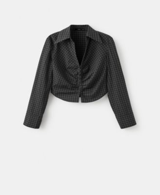 Women's Gathered Check Blouse