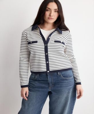 Women's Jewel Buttons Striped Cardigan