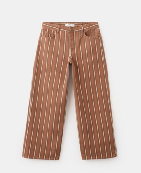 Женские джинсы MANGO Straight Striped, цвет: Средний коричневый