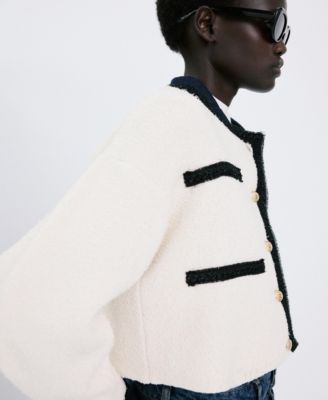 Women's Contrasting Ribbed Cardigan