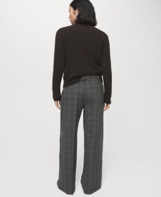 Women's Wide Leg Check Suit Trousers