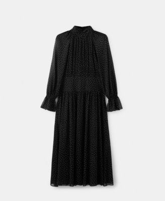 Women's Puffed Sleeves Polka-Dot Dress