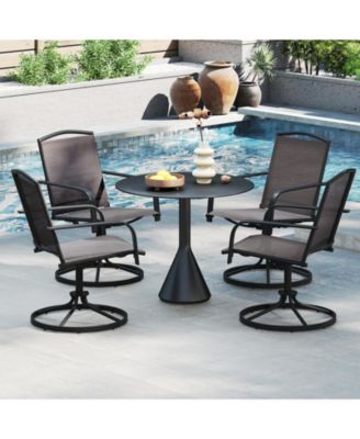 Patio Swivel Chairs Set of 4 w/ High Back and Round Metal Base for Backyard