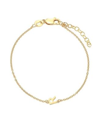 Inez Initial Bracelet/Anklet - 18K Gold Plated Sterling Silver - Letter r