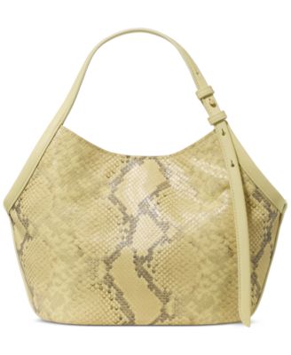 Deco Tulip Small Snake Embossed Leather Tote Bag