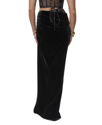 Women's Velvet And Lace Maxi Skirt