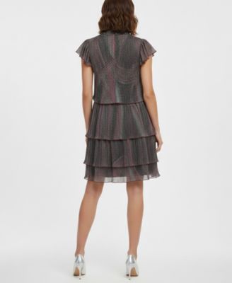 Women's Metallic Crinkle Sleeveless Dress