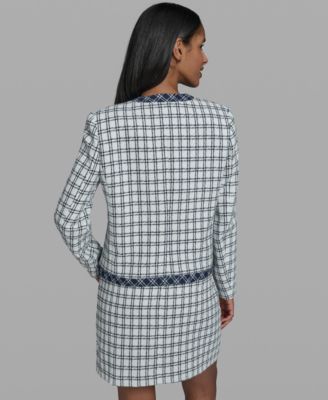 Women's Open-Front Checkered Jacket