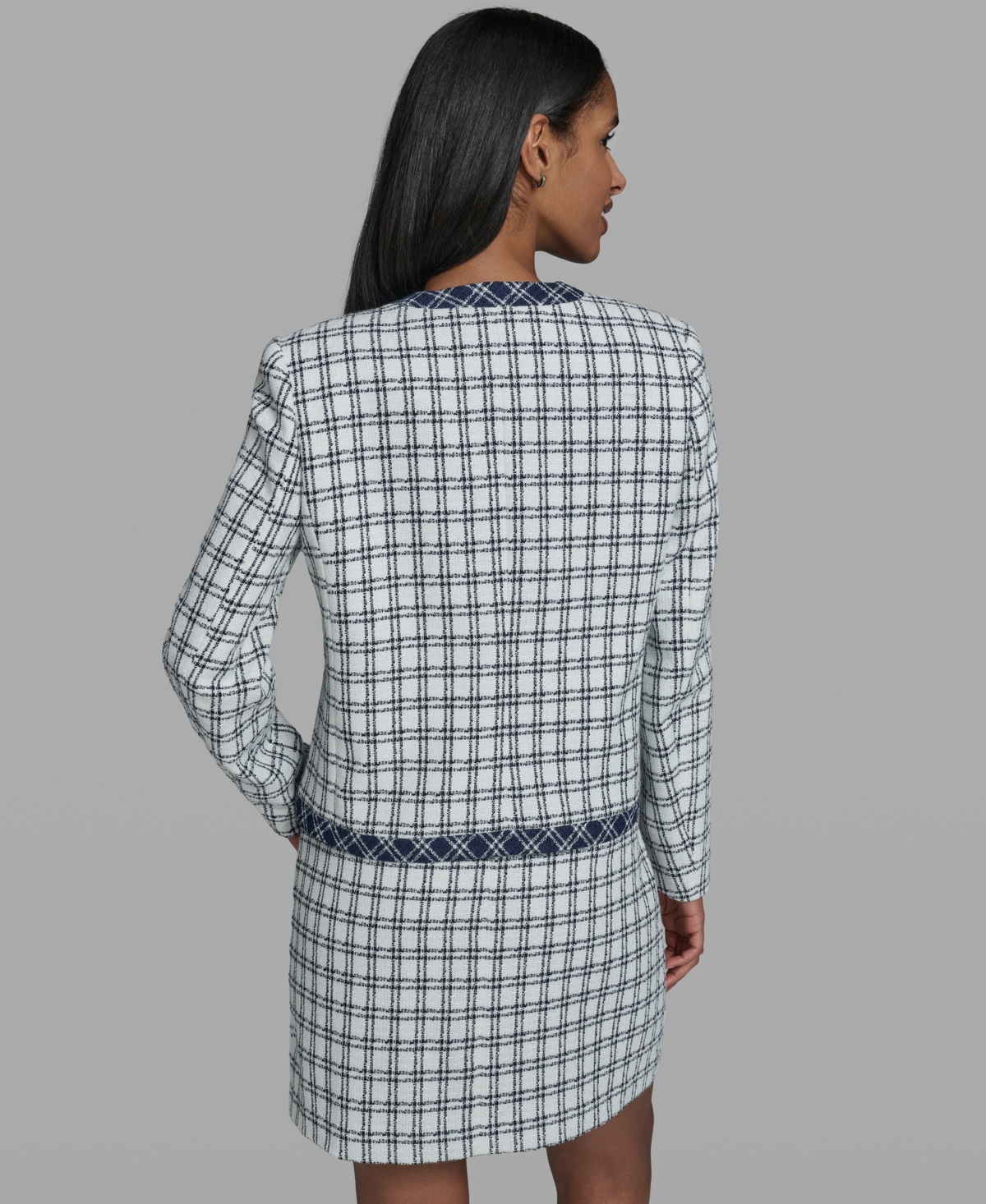 Karl Lagerfeld Paris Women's Open-Front Checkered Jacket