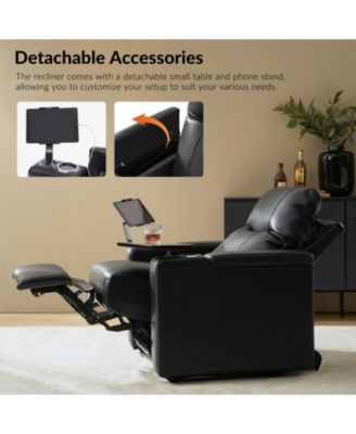 Modern Lothaire Genuine Leather Power Recliner with Adjustable Power Headrest