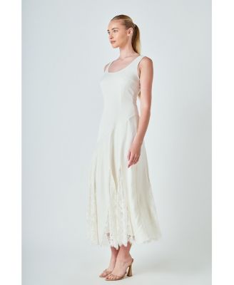 Women's Lace Satin Maxi Dress