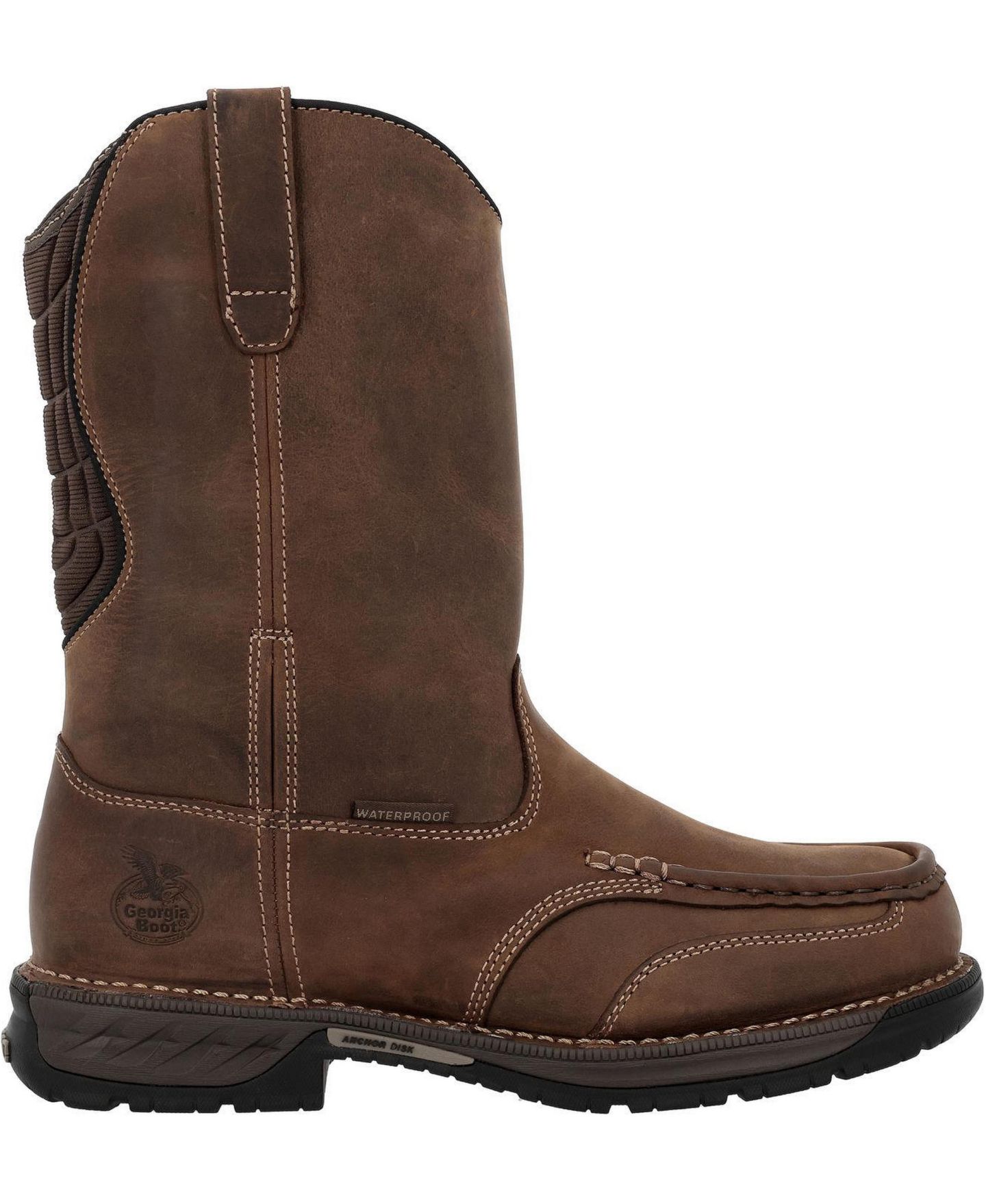 Мужские ботинки GEORGIA BOOT Athens 360 11" Pull-On Waterproof Moc-Toe Nano Composite Toe Work, цвет: Коричневый — фото 2
