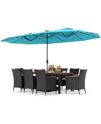 11 PCS Patio Dining Set w/ 15ft Double-Sided Patio Umbrella (Base Included)