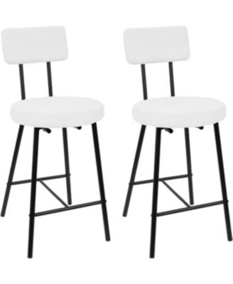 Bar Stool Chairs Set of 2, Modern Upholstered Counter Height Barstools with Round Seat, Armless Bar Chair