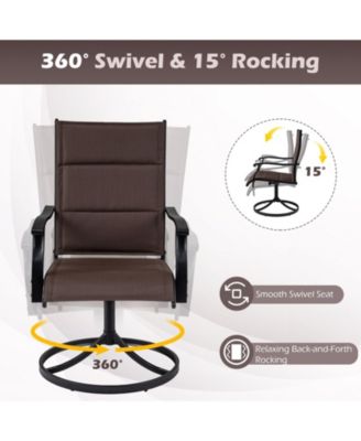 Padded Patio Swivel Chairs Set of 2 Ergonomic Outdoor Dining Chairs w/High Back