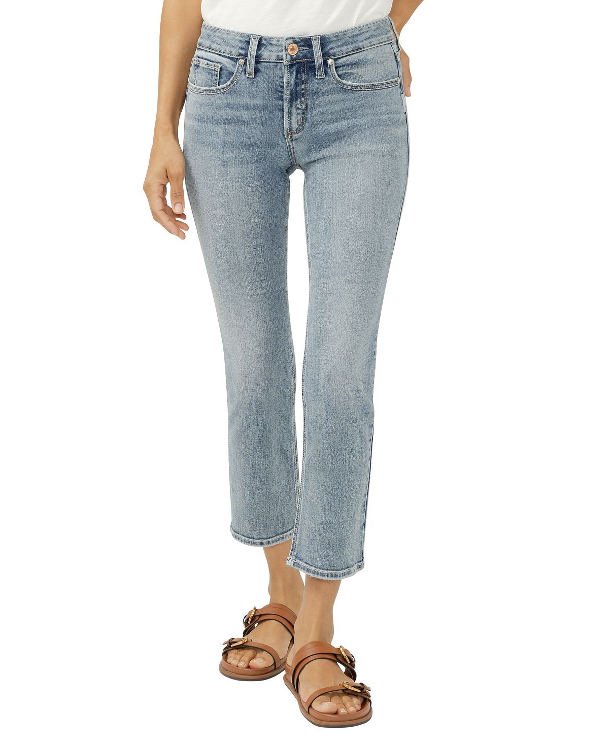 Silver Jeans Co. Women's Suki Mid-Rise Cropped Straight-Leg Jeans view 1 — MAYCSS fashion products