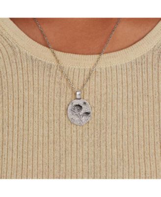 Birth Flower Silver Pendant Necklace