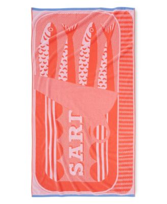 Cotton Sardine Jacquard Beach Reversible Towel, 40" x 70"