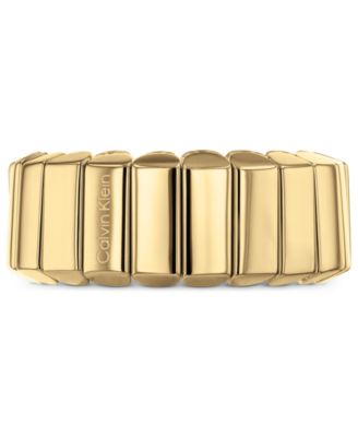 Women's Modern Repetition Gold Tone Stainless Steel Ring