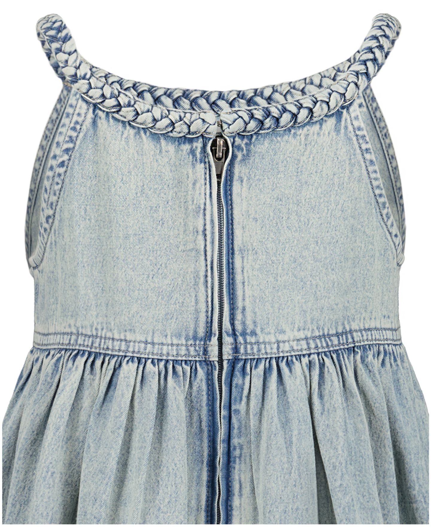 Платье Tommy Hilfiger Rope Trim Scoop Neck Denim Dress для девочек, цвет: Выбеленный варёный — фото 8