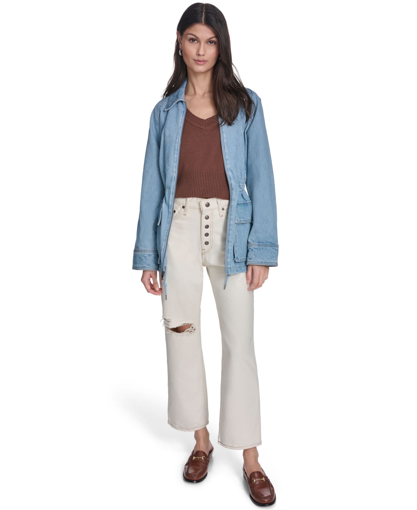 Женская куртка Levi's Cinch Waist Cotton Barn, цвет: Светлая варка джинсовый — фото 2