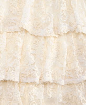 Women's Sweetheart-Neck Tiered-Lace Mini Dress