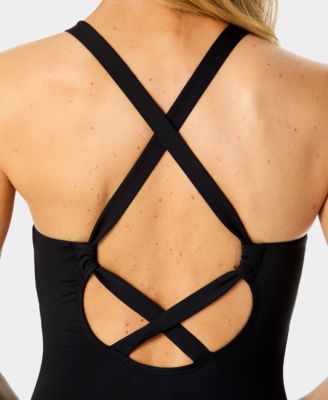 Women's High-Neck Cross-Back One-Piece Swimsuit