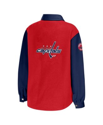 Women's Red/Navy Washington Capitals Color Block Button-Up Shirt Jacket