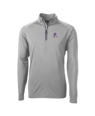 Men's Gray New England Patriots Adapt Eco Knit Stretch Quarter-Zip Throwback Pullover Sweatshirt