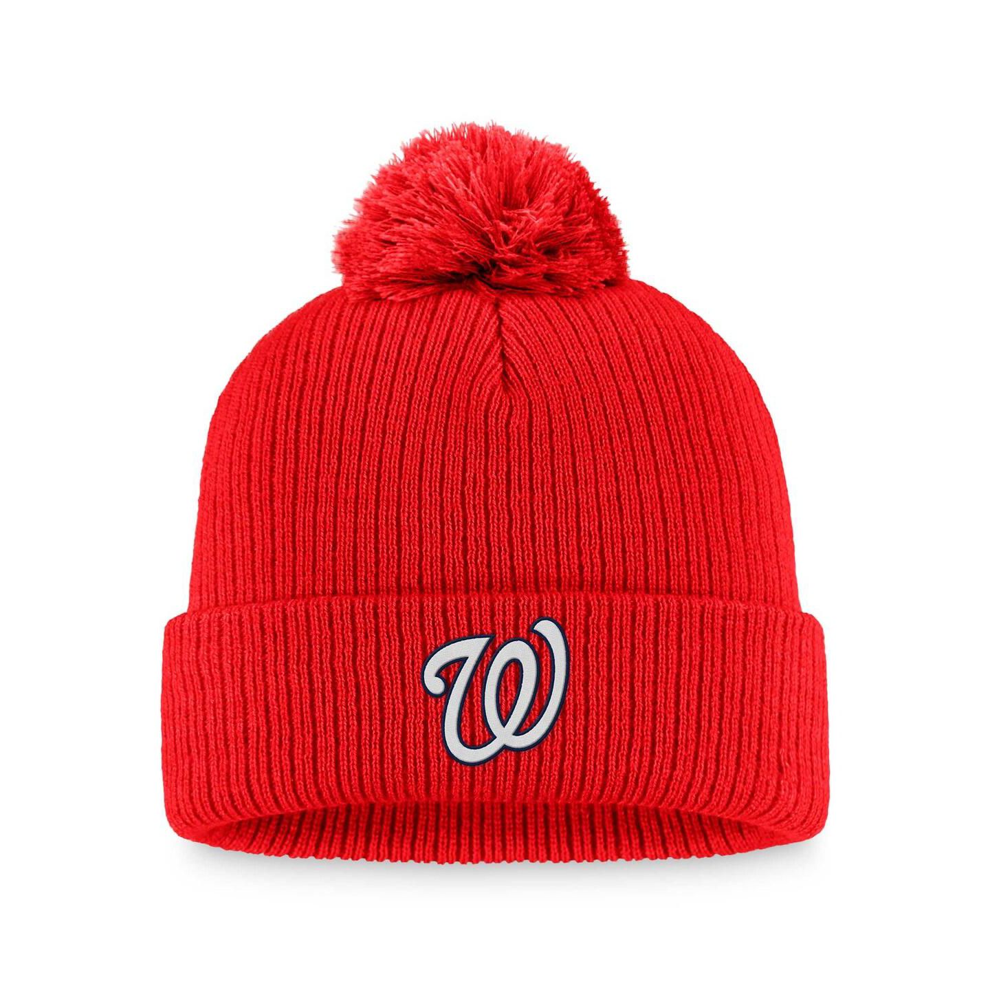 Женские комплекты Fanatics Red Washington Nationals Run The Bases Long Sleeve T-Shirt & Cuffed Knit Hat with Pom Combo Set — фото 4