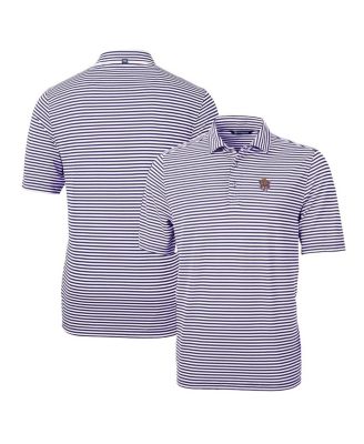 Men's Purple LSU Tigers Throwback Logo Virtue Eco Pique Stripe Polo Shirt