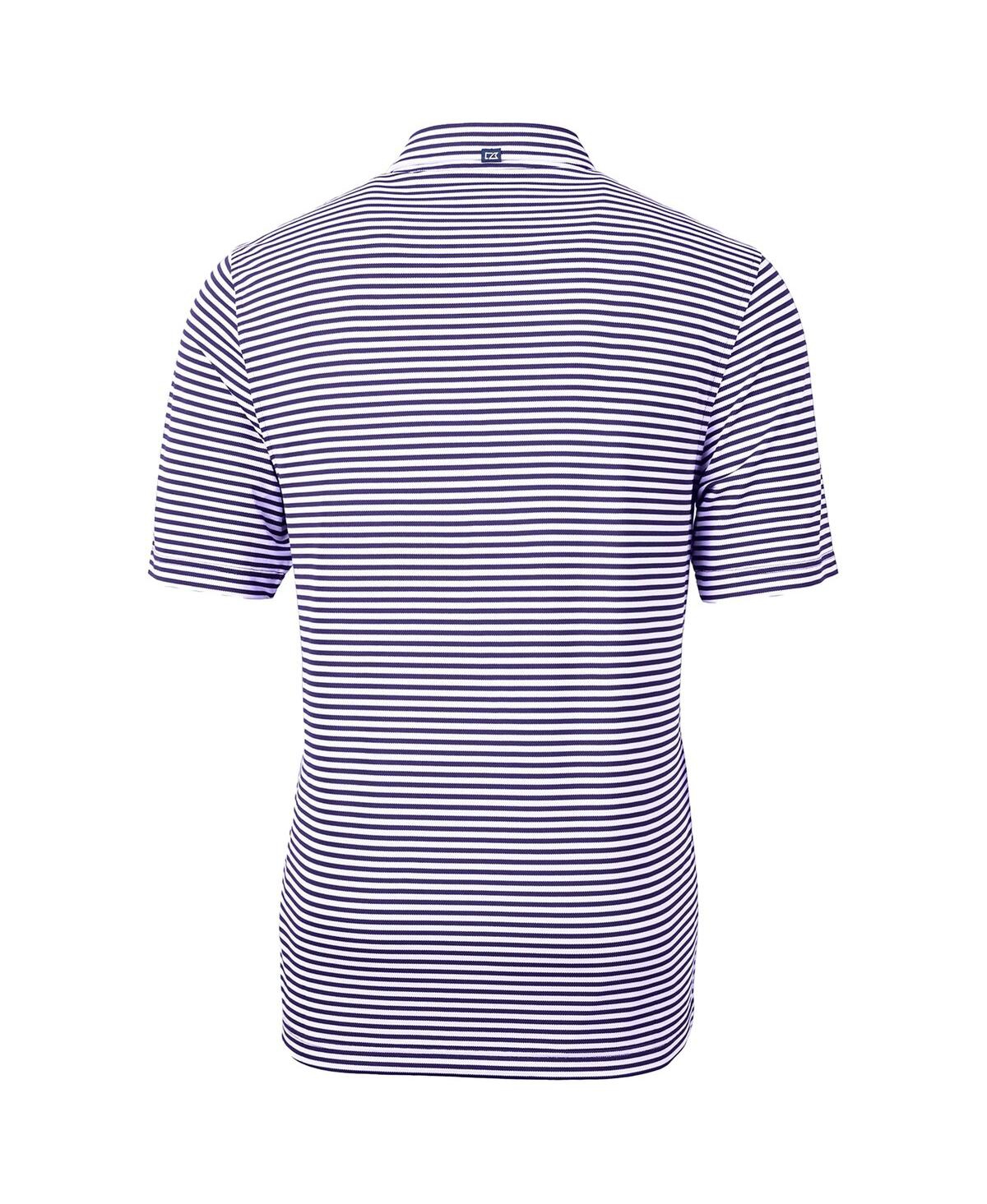 Cutter & Buck Men's Purple Lsu Tigers Throwback Logo Virtue Eco Pique Stripe Polo Shirt