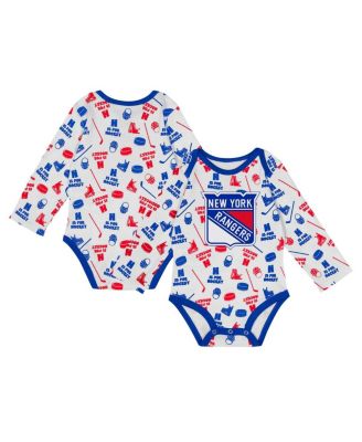 Baby Boys and Girls White New York Rangers Quick Learner Long Sleeve Bodysuit