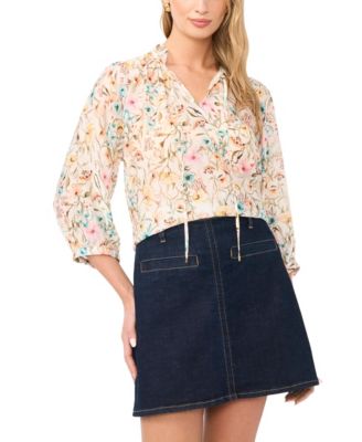 Women's Raglan Peasant Split Neck Blouse