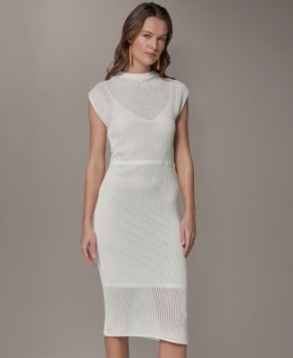 Women's Mock Neck Layered Midi Sweater Dress