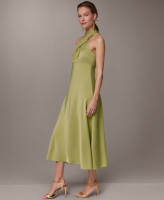 Women's Halter Neck Midi Dress with Empire Line