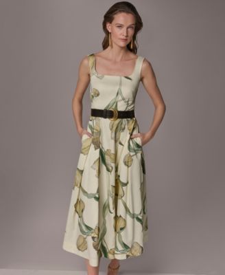 Women's Floral Sleeveless Midi A-Line Dress