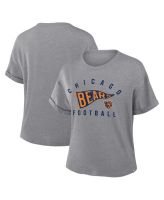 Women's Heather Gray Chicago Bears Pennant Wave Tribute Tri-Blend Boxy T-Shirt
